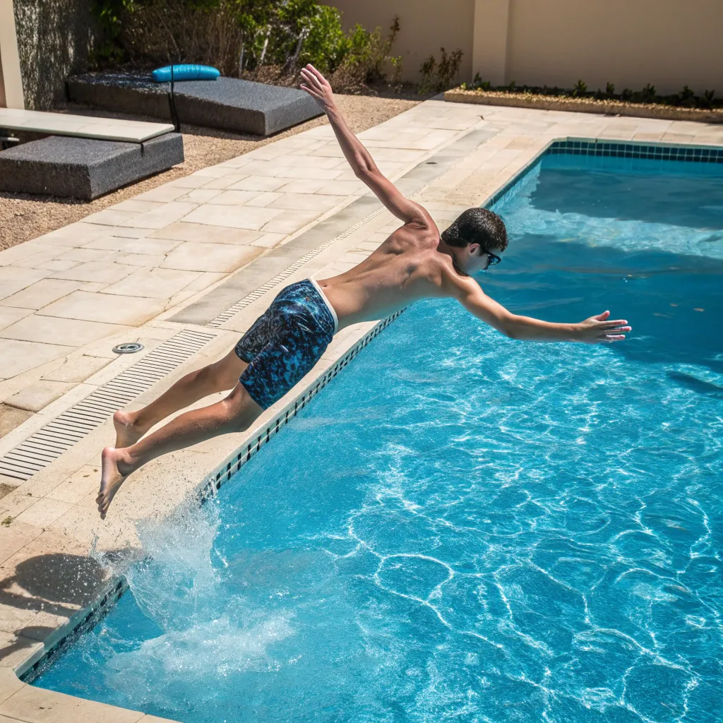 David diving into the pool