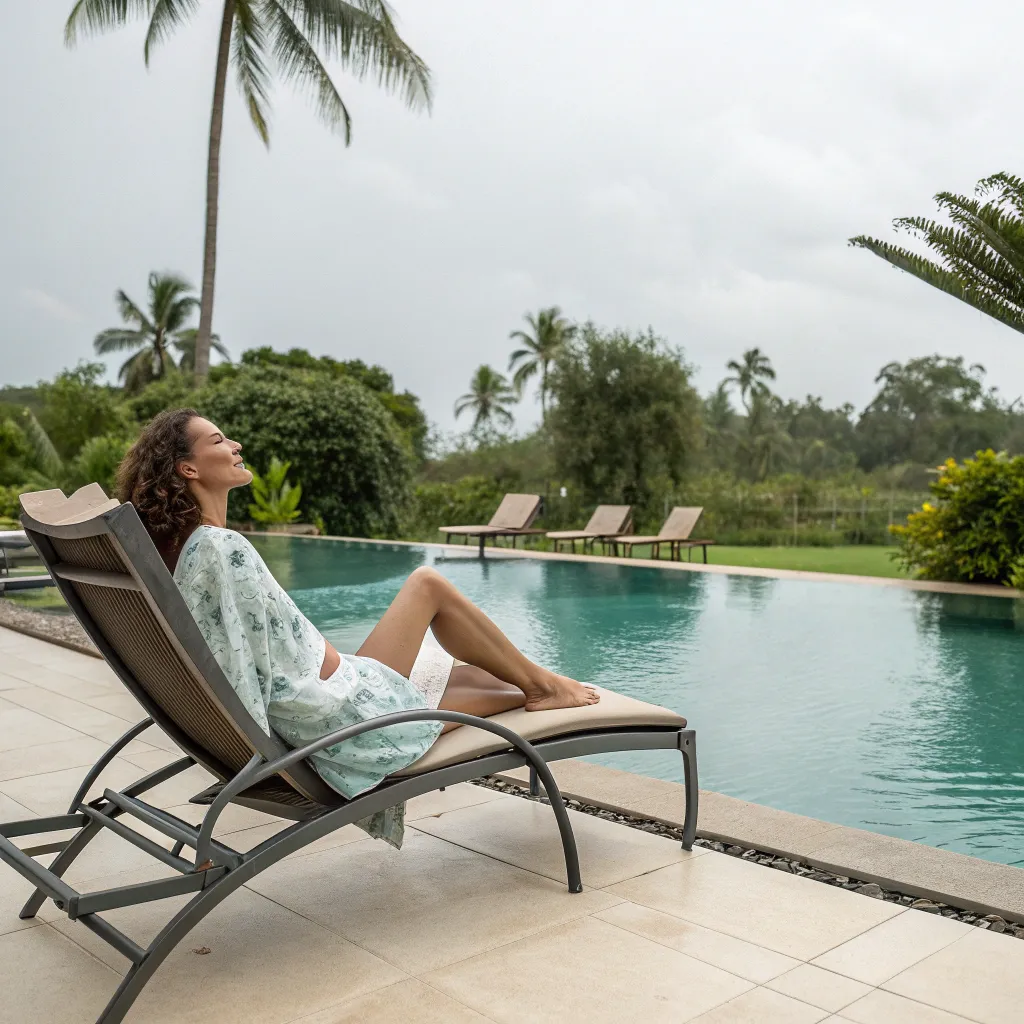 Sara by the pool